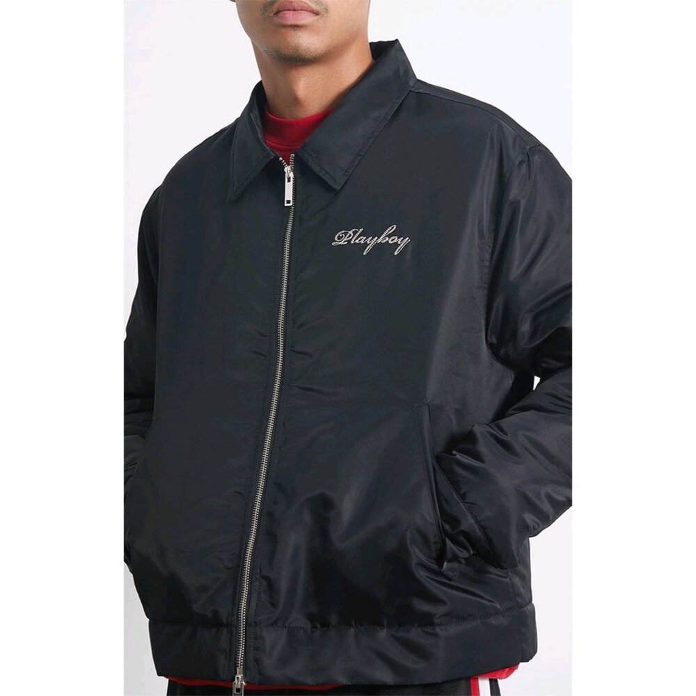 PLAYBOY by Pacsun JACKET Men's S READ MEASUREMENTS Black Windbreaker...